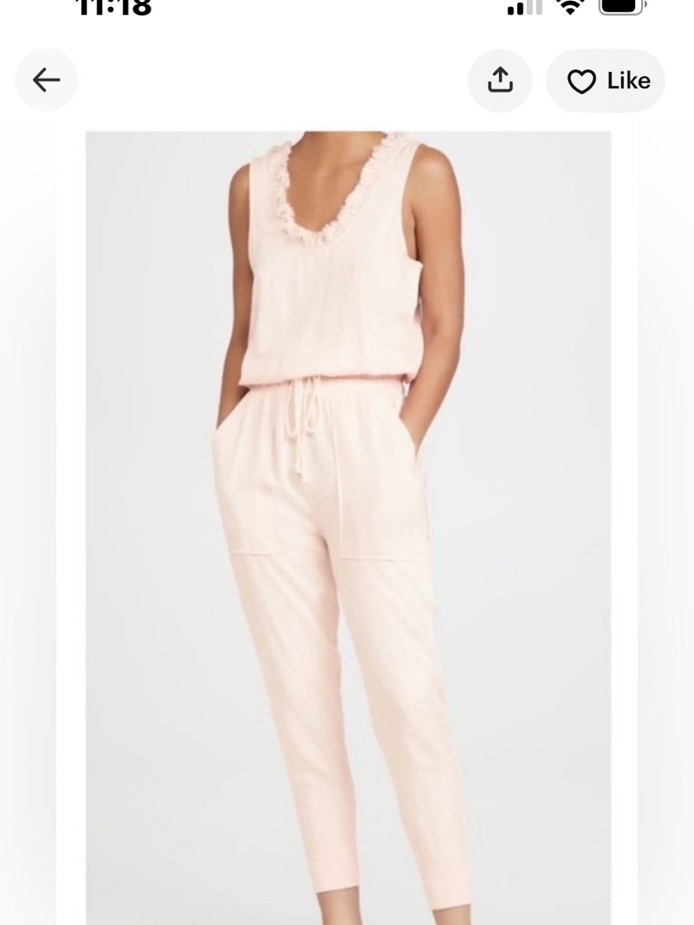 Ramy Brook Powder Pink Drawstring Cropped Jumpsuit S/P NWOT